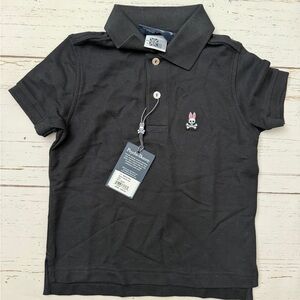 Psycho Bunny Black Kids Polo with Pink-Accented Logo size 4